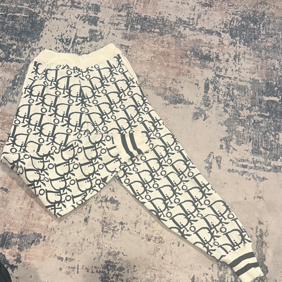 Dior Kids Ivory and Black Patterned Joggers